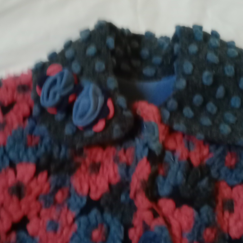 Corky & Company Girls Textured Floral Coat Jacket Size 6 Blue 3D Flower - Picture 5 of 11